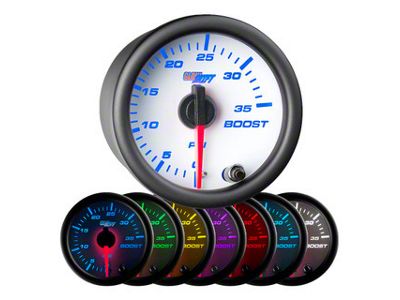 35 PSI Boost Gauge; White 7 Color (Universal; Some Adaptation May Be Required)