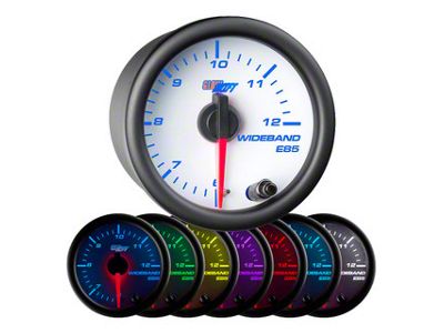 Analog Wideband E85 Air/Fuel Ratio Gauge; White 7 Color (Universal; Some Adaptation May Be Required)