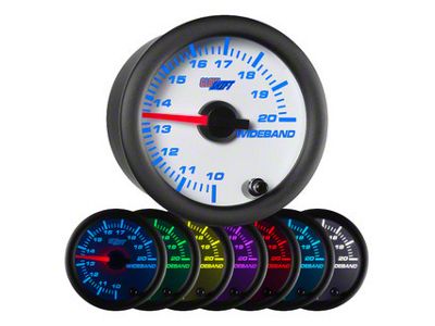 Analog Wideband Air/Fuel Ratio Gauge; White 7 Color (Universal; Some Adaptation May Be Required)