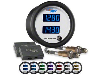 Dual Digital Wideband Air/Fuel Ratio Gauge; White 7 Color (Universal; Some Adaptation May Be Required)