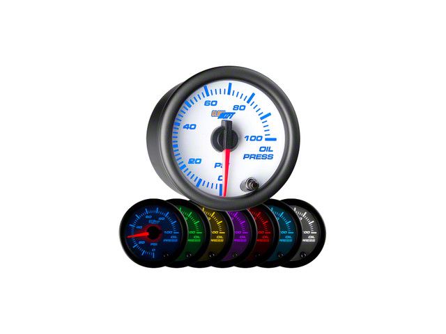 Oil Pressure Gauge; White 7 Color (Universal; Some Adaptation May Be Required)