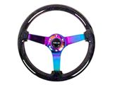 NRG Innovations Wood Grain 350mm 3-Inch Deep Dish Steering Wheel; Black Sparkled and Neochrome (Universal; Some Adaptation May Be Required)