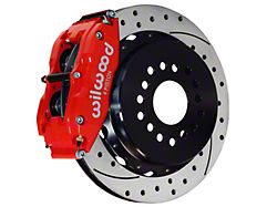 Wilwood Superlite 4R Rear Big Brake Kit with Drilled and Slotted Rotors; Red Calipers (05-14 All)