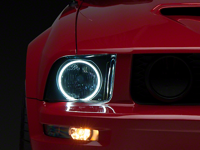 Axial CCFL Halo Projector Headlights; Black Housing; Smoked Lens (05-09 Mustang GT, V6)