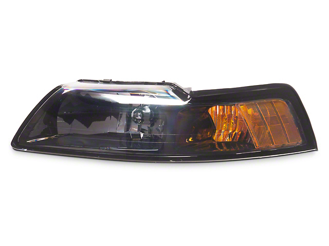 Axial Stock Replacement Headlights; Black Housing; Clear Lens; Driver Side (99-04 Mustang)