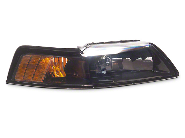 Axial Stock Replacement Headlights; Black Housing; Clear Lens; Passenger Side (99-04 Mustang)