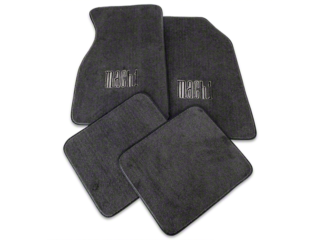 Front and Rear Floor Mats with Mach 1 Logo; Graphite (99-04 Mustang)