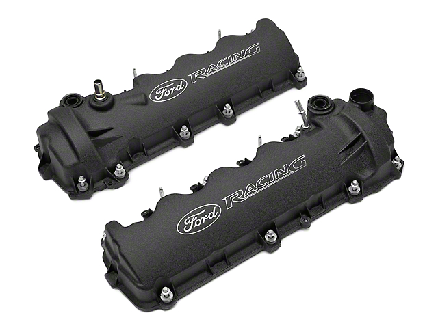 Ford Performance Laser Etched Valve Covers; Black (05-10 Mustang GT)