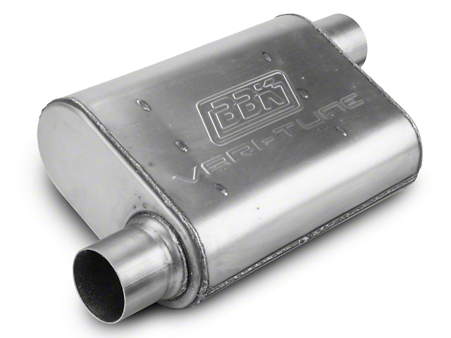 BBK Stainless Steel Varitune Offset/Offset Oval Muffler; 2.50-Inch Inlet/2.50-Inch Outlet (Universal; Some Adaptation May Be Required)