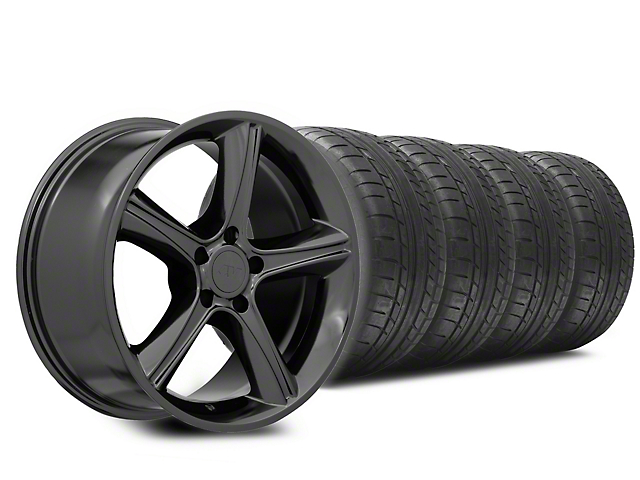 2010 GT Premium Style Black Wheel and Mickey Thompson Tire Kit; 18x9 (05-14 Mustang GT, V6)