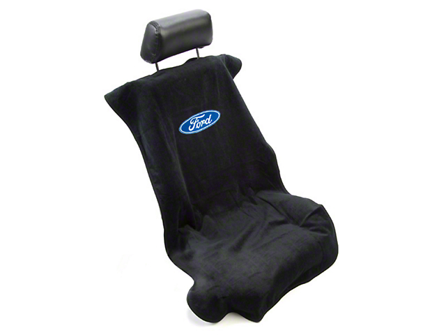 Alterum Seat Armour Protective Cover with Ford Oval Logo; Black (79-14 Mustang)