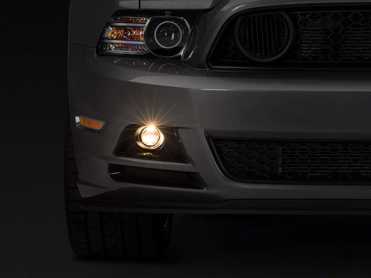 2013-2014 FORD MUSTANG BASE GT FRONT BUMPER FOG LIGHTS LAMPS CHROME W/BEZEL+BULB