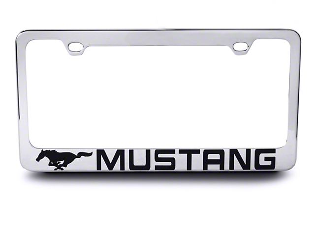 SpeedForm License Plate Frame; Black Pony with Black Mustang Lettering (Universal; Some Adaptation May Be Required)
