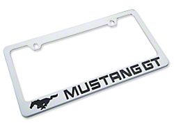 SpeedForm License Plate Frame; Black Pony with Mustang GT Lettering (Universal Fitment)