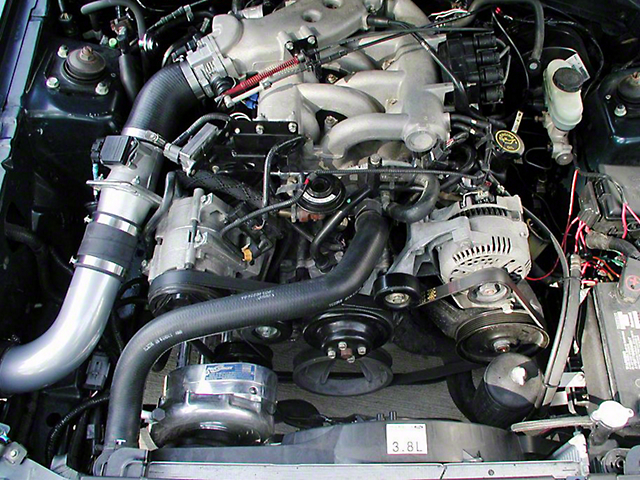 Procharger Stage II Intercooled Supercharger Kit with P-1SC; Satin Finish (99-03 Mustang V6)