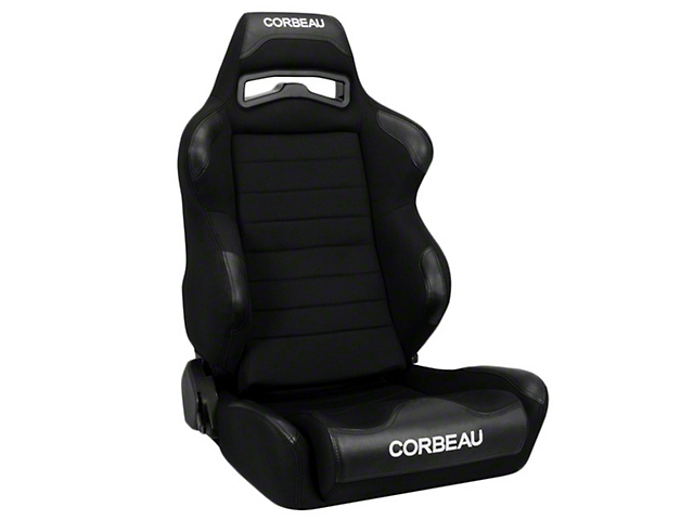 Corbeau LG1 Wide Racing Seats; Black Cloth; Pair (Universal; Some Adaptation May Be Required)