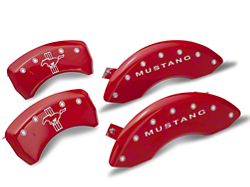 MGP Red Caliper Covers with Pony Tri-Bar Logo; Front and Rear (05-09 GT, V6)