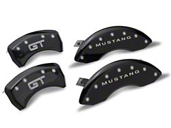 MGP Black Caliper Covers with GT Logo; Front and Rear (05-09 Mustang GT, V6)