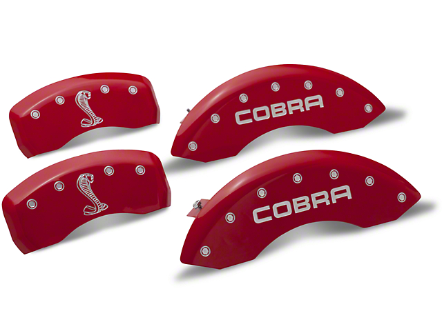 MGP Red Caliper Covers with Cobra Logo; Front and Rear (94-04 Mustang Cobra)
