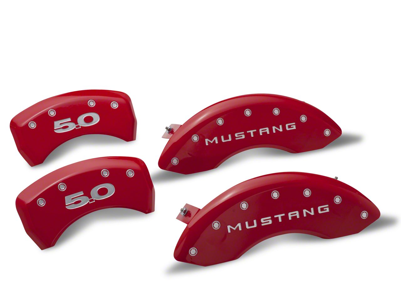 MGP Mustang Red Caliper Covers w/ 5.0 Logo Front & Rear 10198SM50RD
