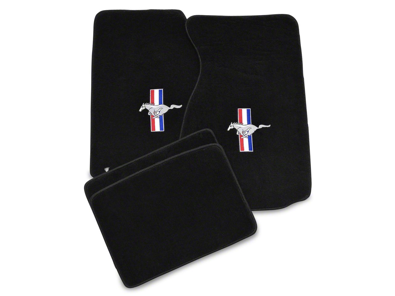 Lloyd Mustang Front & Rear Floor Mats w/ Tri-Bar Pony Logo - Black ...