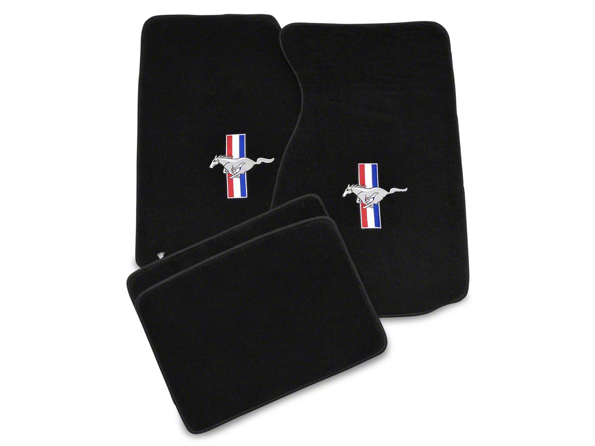 Lloyd Mustang Front Rear Floor Mats W Tri Bar Pony Logo Black