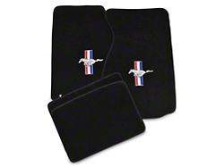 Lloyd Front and Rear Floor Mats with Tri-Bar Pony Logo; Black (99-04 All)