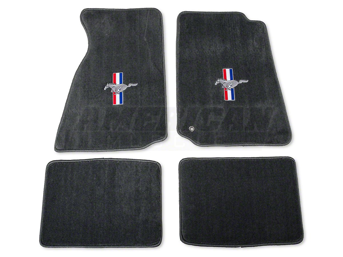 Lloyd Mustang Front Rear Floor Mats W Tri Bar Pony Logo Gray