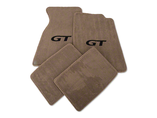 Lloyd Front and Rear Floor Mats with Black GT Logo; Parchment (94-98 Coupe)