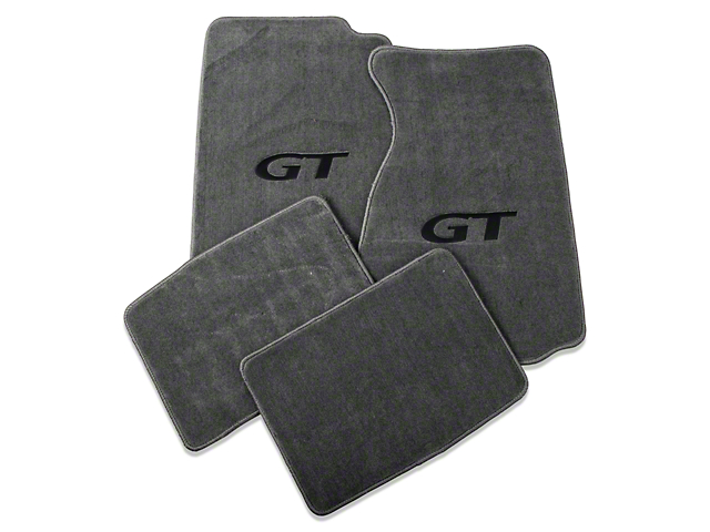 Lloyd Front and Rear Floor Mats with Black GT Logo; Gray (94-98 Mustang Coupe)