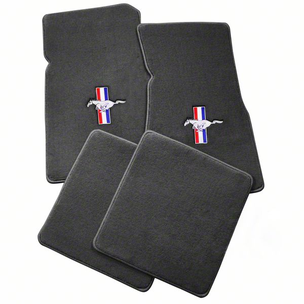 Lloyd Mustang Front and Rear Floor Mats with Tri-Bar Pony Logo; Gray ...