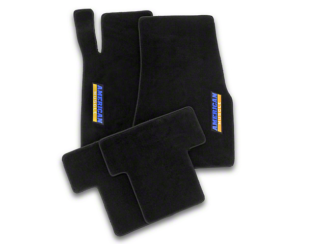 SpeedForm Front and Rear Floor Mats with AmericanMuscle Logo; Black (05-10 Mustang)