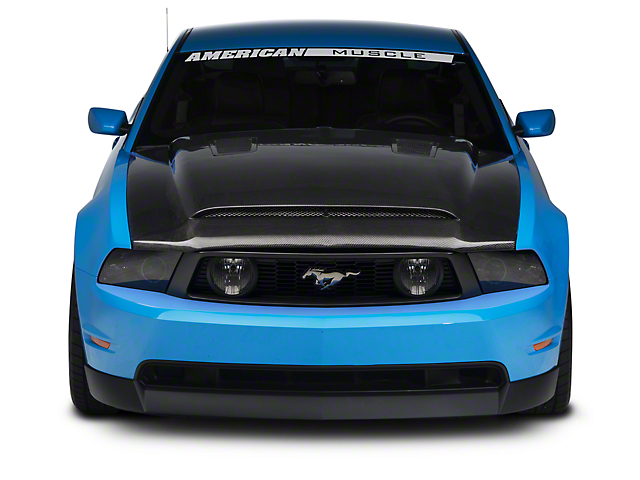 Black Mamba II Hood; Carbon Fiber (10-12 Mustang GT, V6)