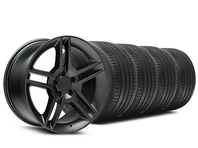 2010 GT500 Style Matte Black Wheel and Sumitomo Maximum Performance HTR Z5 Tire Kit; 18x9 (05-14 Mustang)
