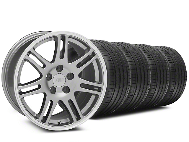 10th Anniversary Cobra Style Black Wheel and Sumitomo Maximum Performance HTR Z5 Tire Kit; 17x9 (94-98 Mustang)