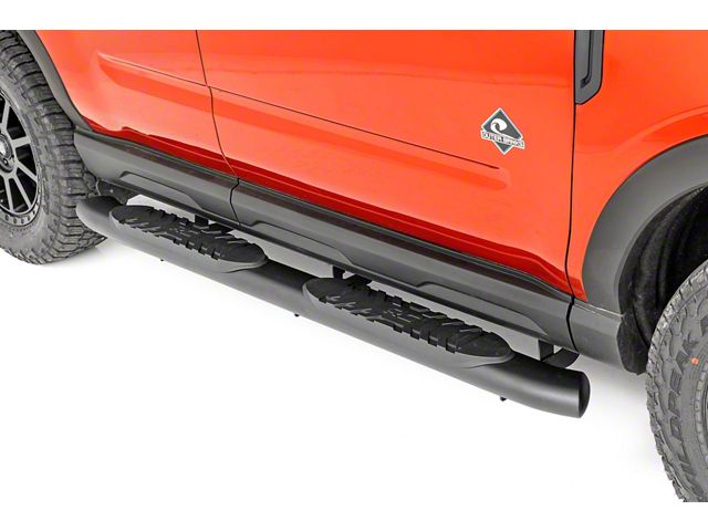 Rough Country Oval Nerf Side Step Bars; Black (21-24 Bronco Sport)