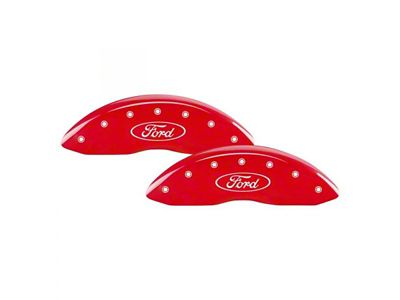 MGP Brake Caliper Covers with Ford Oval Logo; Red; Front and Rear (21-24 Bronco Sport)