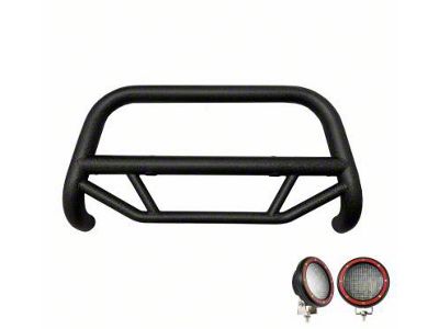 Max T Bull Bar with 5.30-Inch Red Round Flood LED Lights; Textured Black (21-24 Bronco Sport, Excluding Badlands)