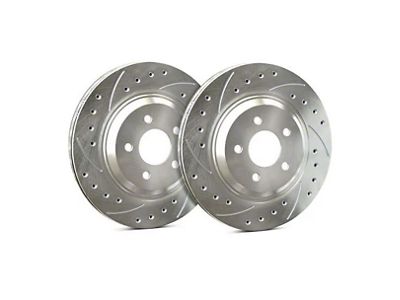 SP Performance Cross-Drilled and Slotted 5-Lug Rotors with Silver ZRC Coated; Front Pair (21-24 2.0L EcoBoost Bronco Sport)