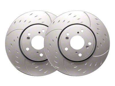 SP Performance Diamond Slot 5-Lug Rotors with Silver ZRC Coated; Front Pair (21-24 2.0L EcoBoost Bronco Sport)