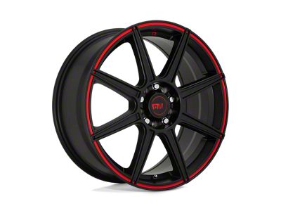 Motegi CS8 Satin Black with Red Stripe 5-Lug Wheel; 17x7; 40mm Offset (21-24 Bronco Sport)