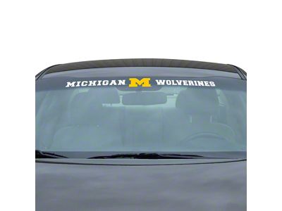 Windshield Decal with University of Michigan Logo; White (Universal; Some Adaptation May Be Required)