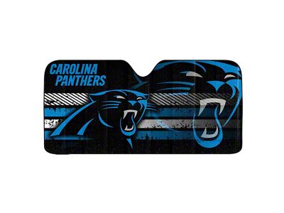 Windshield Sun Shade with Carolina Panthers Logo; Black (Universal; Some Adaptation May Be Required)