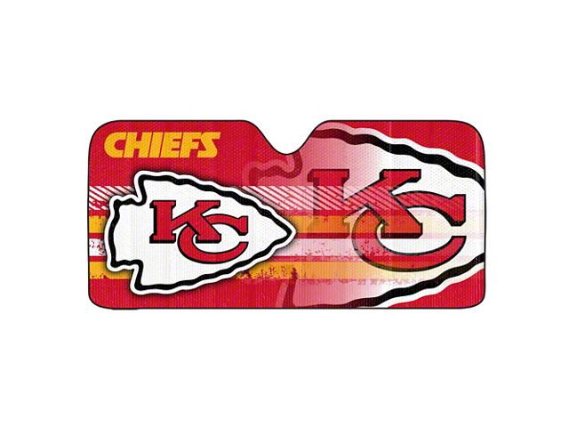 Windshield Sun Shade with Kansas City Chiefs Logo; Red (Universal; Some Adaptation May Be Required)