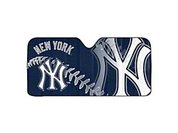 Windshield Sun Shade with New York Yankees Logo; Blue (Universal; Some Adaptation May Be Required)