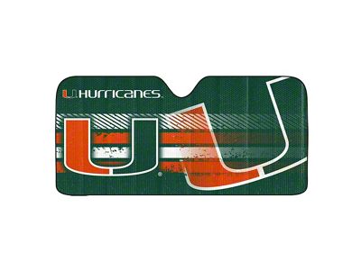 Windshield Sun Shade with University of Miami Logo; Green (Universal; Some Adaptation May Be Required)