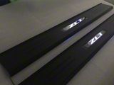 Door Sill Plates with ZL1 Logo; Black; White Lighting Kit (10-24 Camaro)