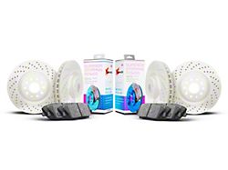 Xbrakes Xi Series 8-Lug Brake Rotor and Pad Kit; Front and Rear; White (09-18 RAM 2500)