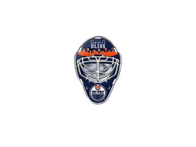 Edmonton Oilers Embossed Helmet Emblem; Blue and Orange (Universal; Some Adaptation May Be Required)