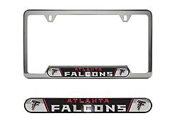 Embossed License Plate Frame with Atlanta Falcons Logo; Black (Universal; Some Adaptation May Be Required)